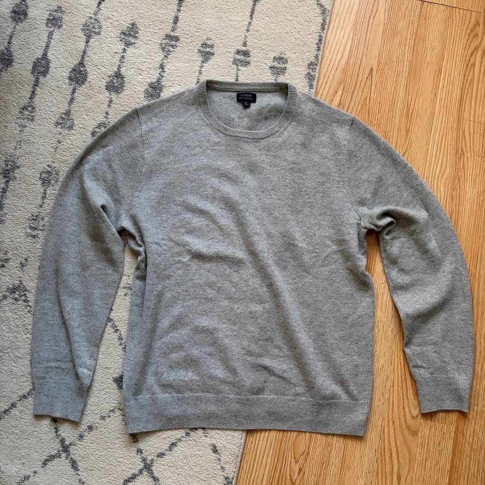 J. Crew Light Gray Cashmere Crewneck Sweater